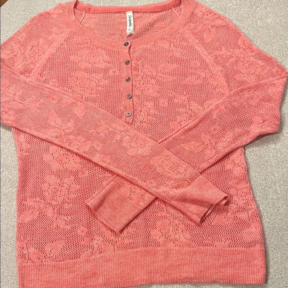 Aeropostale Pink Lace Long Sleeve Tee